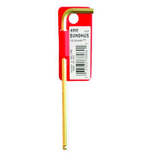 Bondhus 4.0mm GoldGuard Plated Ball End L-Wrench Tagged/Barcoded