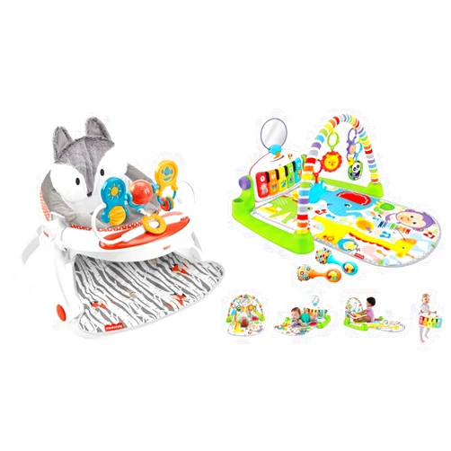 Fisher-Price Portable Baby Chair Premium Sit-Me-Up Floor Seat with Snack Tray and Toy Bar and Deluxe Kick & Play Piano Gym & Maracas