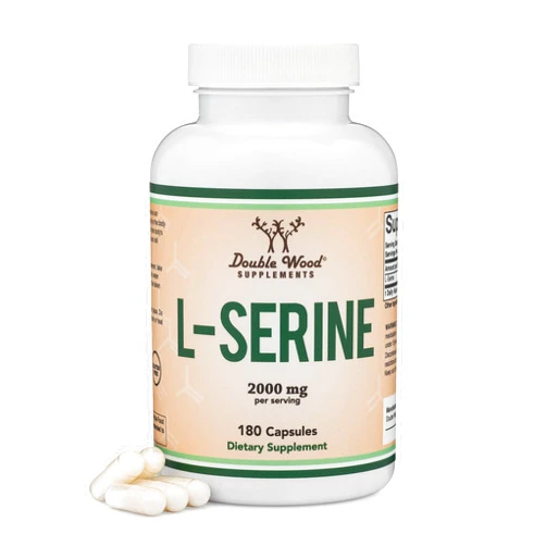 Double Wood Supplements L-Serine Capsules (Third Party Tested) - 2,000mg Servings Used in Clinical Study, 180 Count, 500mg per Capsule (L Serine Amino Acid for Serotonin Production and Brain Support) by Double Wood