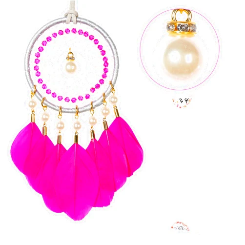 HOLSM-III Mini Dream Catchers - Goose Feather with Luxury Pearl, Natural Leather, Handmade Small Dreamcatcher for Bedroom, Dream Catcher for Girls, Dream Catchers for Boys, Dream Catcher Wall Decor