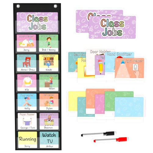 BOHEMIABY 67 Pcs Job Chart for Classroom Management, Teacher's Helper Classroom Jobs Chart with Signature Card, Teacher's Helper Bulletin Board Great for Classroom Homeschool, 29.5
