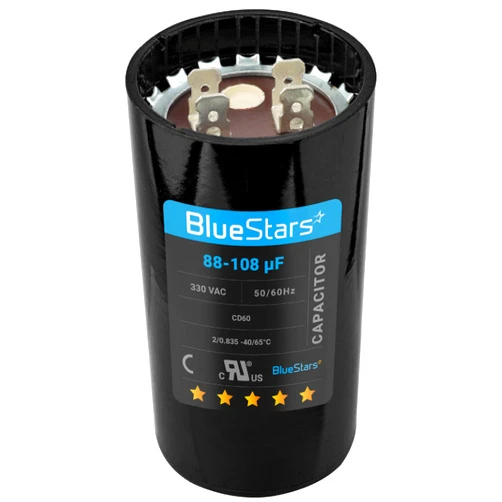 BlueStars 88-108 uf mfd 330VAC Volts Round Motor Start Capacitor 50/60 Hz AC Electric Replacement Part