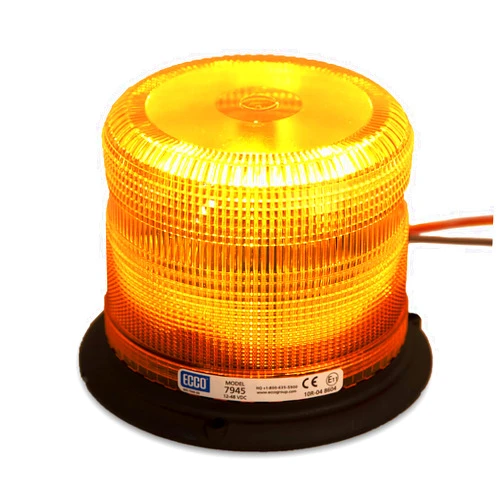 ECCO 7945A LED Beacon: Pulse II, low profile, 12-48VDC, 11 flash patterns, amber