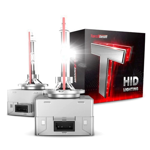 Torchbeam D3S HID Headlights, 400% Brightness HID Bulbs, 6000K Diamond White Xenon Replacement Bulbs, Metal Snap Ring and Base HID Lights, Pack of 2
