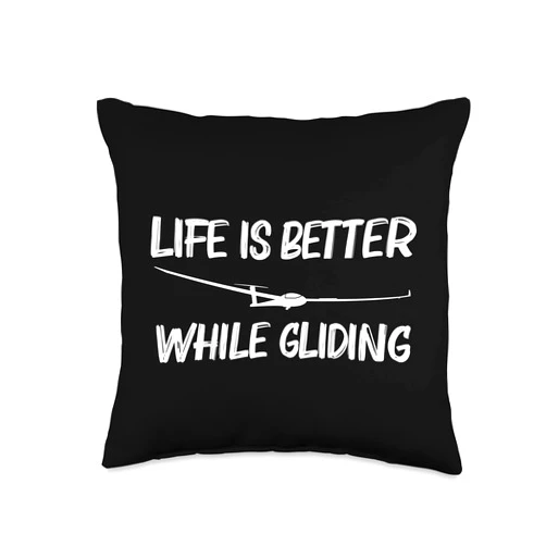 Best Gliding Gift Soaring Aerial Flight Hang Pilot Cool Glider Art for Men Women Skydiving Air Gliding Aircraft Throw Pillow, 16x16, Multicolor