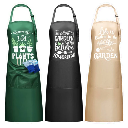Breathffy 3 Pack Garden Aprons for Women with Pockets Waterproof Adjustable Gardening Aprons with Fun Text Garden Gift for Gardener Plant Lover Mother's Day Gift