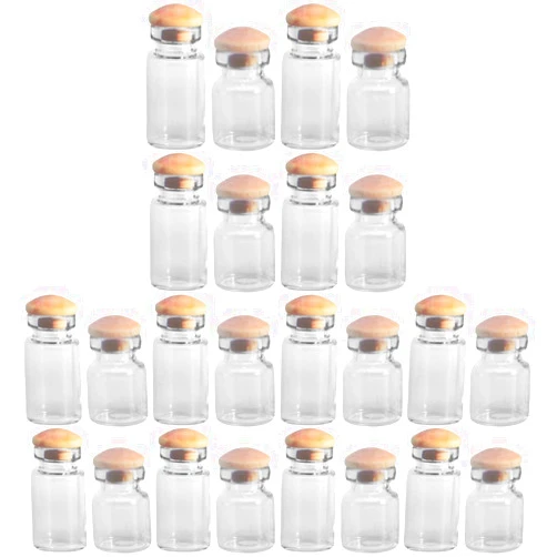 LOGOFUN 24 Pcs Mini Glass Bottle 1:12 Scale Glass Jars Model with Cork Dollhouse Storage Jars Ornaments