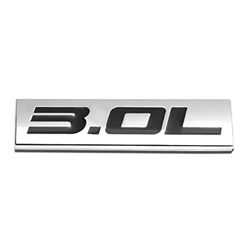 UrMarketOutlet 3.0L Black/Chrome Aluminum Alloy Auto Trunk Door Fender Bumper Badge Decal Emblem Adhesive Tape Sticker