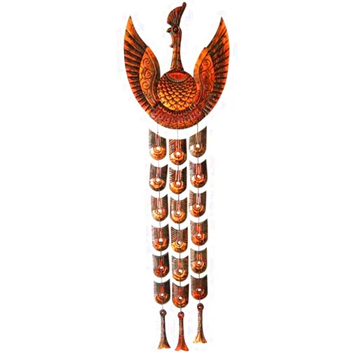 DD&QG Attract Wealth and Good Luck,Chinese Peacock Statues Feng Shui Wall Sculpture,Peacock Wall Hanging,Carved Wood Wall Panel Art Ornaments-Brown 15246cm