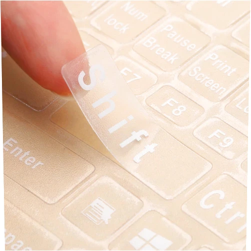 MUBUY-GOL English Keyboard Stickers Big Letter Full Set (120 Pcs), Universal PC Computer Laptop Desktop Keyboard Replacement English Keyboard Stickers, Transparent Background with White Lettering（2 Pack）