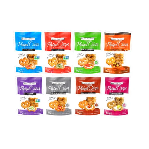 Oasis Snacks Snack Factory Deli Style Crunchy Pretzel Cracker Crisps, 8 Flavor Variety Pack, 7.2 Ounce Bags (Pack of 8)
