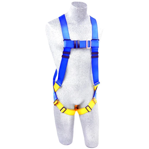 3M Protecta First AB17530-XL Fall Protection Full Body 5-Point Adjust. Harness, Back D-Ring, Pass-Thru Buckle Legs, 310# Capacity, XL, Blue/Yellow