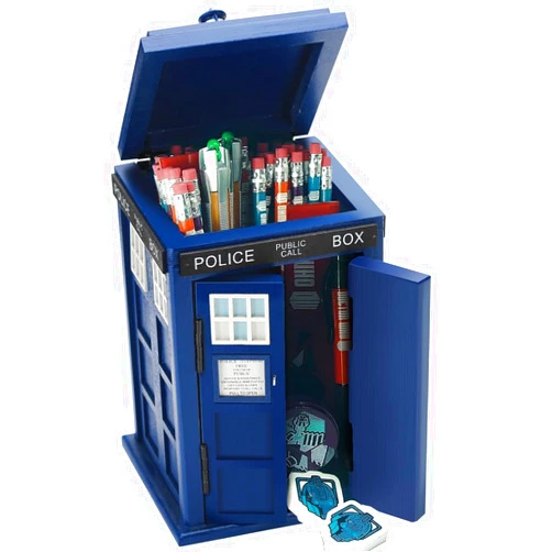 CEDAR ALPHA Wooden Tardis Cookie Jar, Desk Shed, Wood Desk Shed Pen Pencil Holder, Container