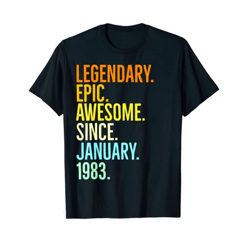 Celebrate January birthday 1983 vintage retro art Legendary epic awesome since January 1983 vintage retro art T-Shirt