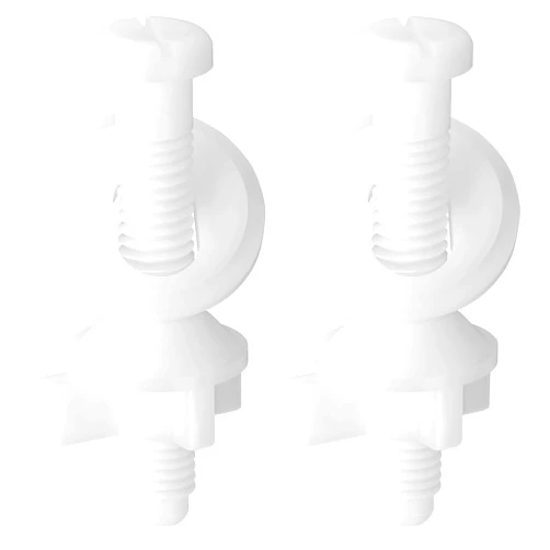 VRSS 2 Pack Universal White Plastic Toilet Seat Hinge Bolts Screws with Nuts for Top Mount Toilet Seat Hinges