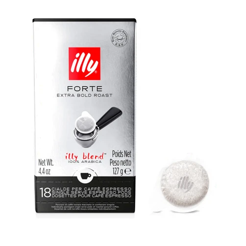 illy E.S.E. Coffee - Single-Serve Coffee Capsules & Pods – Coffee Pods - Forte Extra Dark Roast - Notes Of Dark Chocolate - For E.S.E Coffee Machines - Extraordinary Aroma & Body – 18 Count