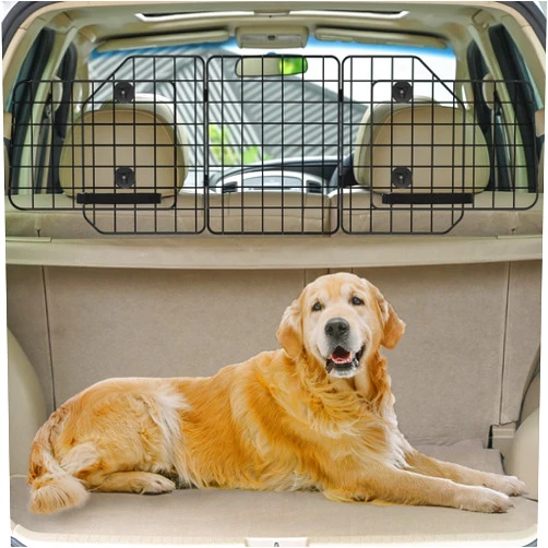 PINPON Dog Car Barrier for SUV, Vehicles, Cars, & Trucks, Adjustable Dog Car Divider for Universal Fit, Heavy-Duty Wire Mesh Pet Divider Cargo Area for Safety Driving and Travel