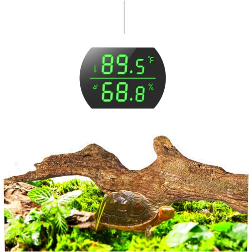 LOFICOPER Reptile Tank Thermometer, Digital Terrarium Thermometer Hygrometer, Reptile Thermometer Humidity Gauge with 58.5'' Charging Cable (Plug not Included) for Reptile Snake Tank Accessories
