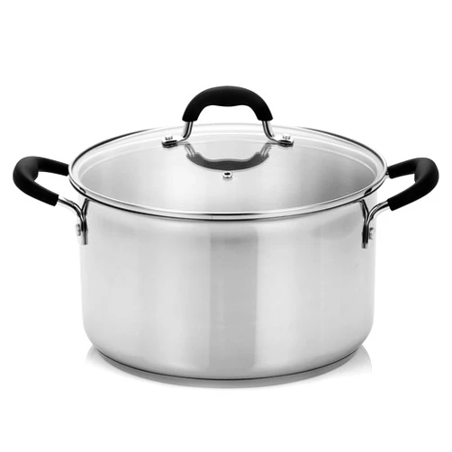 Finnhomy Approved AISI304 (18-10) Stainless Steel 8-Quart Stock Pot with Cover, 3 Layers Base,Induction Base Safe, Metallic