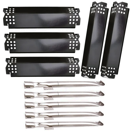Adviace Grill Replacement Parts for Nexgrill 720-0888, 720-0888N, 720-0830H Gas Grill Models, 5 Pack Grill Pipe Burners and Heat Plate Shields Kit for Nexgrill Replacement Parts