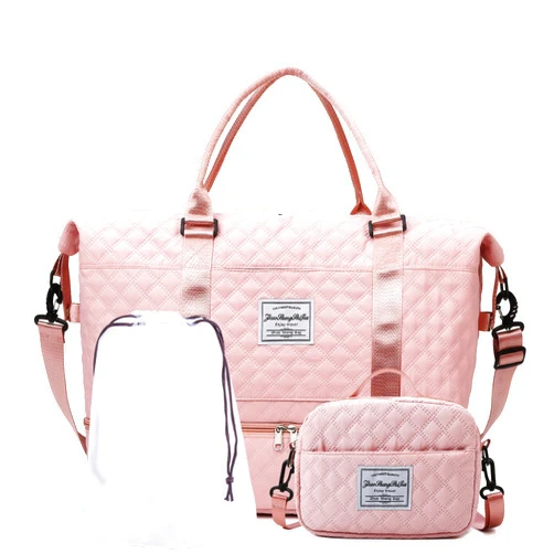 SynoRiver Travel Duffle Bag,Weekender Bags for Women with Shoe Compartment，Carry on Overnight Bag with Toiletry Bag,Gym Duffel Bag with Wet Pocket, Hospital Bags for Labor and Delivery (Pink-Large-3 Pcs)