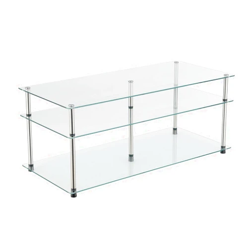 Convenience Concepts Designs2Go Classic Glass 3 Tier Coffee Table, Glass