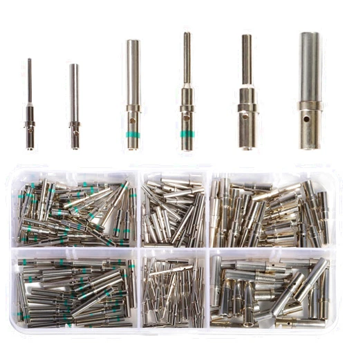 Shengbowi Deutsch Solid Contact Kit Barrel Style Contacts Size 12 16 20 Male Female Terminals DT Series Pin Stainless Steel Crimp Solid Female Male Terminal Set Solid Contacts Socket Connector Wire