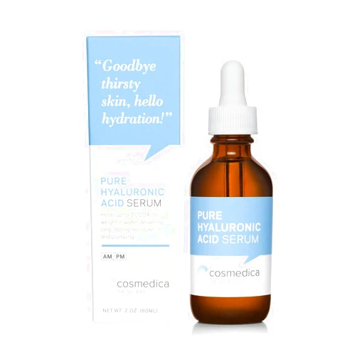 Cosmedica Skincare Hyaluronic Acid Serum for Skin 100% Pure Anti Aging Serum Intense Hydration Moisture Non greasy Paraben free, Wrinkle Reducing and Brightening Serum (Pro Formula) 2oz