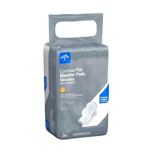 Medline ContourPlus Bladder Control Incontinence Pads, Moderate Absorbency, 5.5