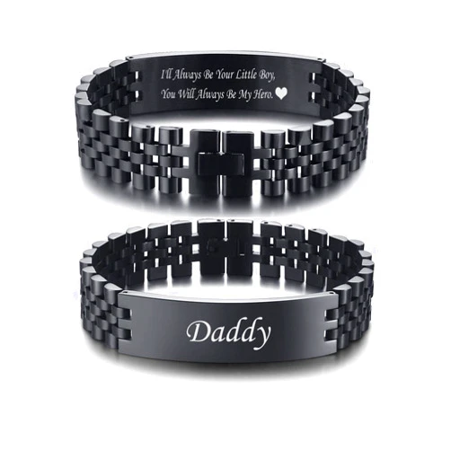 VNOX Masculine Watch Band Stainless Steel Link Bracelet Personalized Jewelry Gift for Men DAD Father Husband Boyfriend