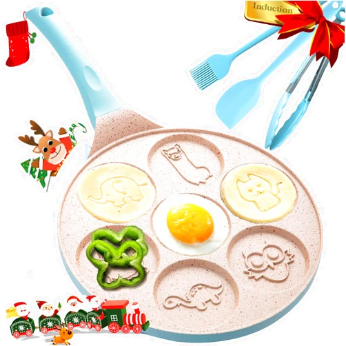 EZJOB Egg Frying Pan Omelet Pan For Breakfast Pancake Pan Nonstick 7-Cup Egg Cooker Waffle Pancake Maker for Kids