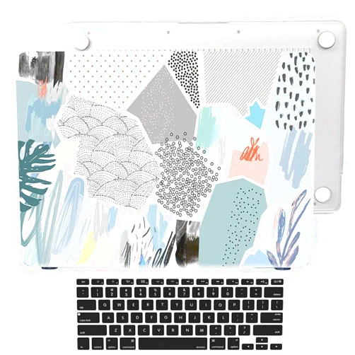 Bizcustom Art Print Hard Case for MacBook Air 13/13.3 Inch 2020/2019/2018 Year A2179 A1932 Touch ID Retina Modern Abstract Design Customized Painting Rubberized Cover KB Skin (Hand Drawing Artwork)