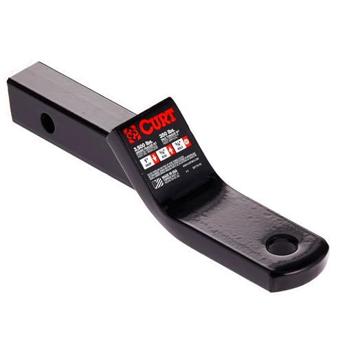 CURT 45503 Class 2 Trailer Hitch Ball Mount, Fits 1-1/4-Inch Receiver, 3,500 lbs, 3/4-Inch Hole, 1-Inch Drop, 3/8-Inch Rise, Gloss Black Powder Coat