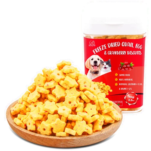 Dancing Tail Freeze Dried Quail Egg Yolk & Cranberry Cube Cat & Dog Treats Biscuits, Dehydrated Healthy Tasty Snack for Training 2.5 Ounce