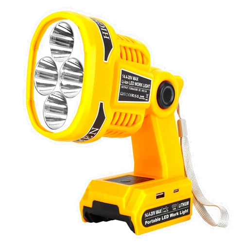 RUITTEFOUM 1120LM LED Flashlight Spotlight for Dewalt 20V Max Battery, 22W Cordless LED Work Light with 4 Modes, Pivoting Head, Portable Flash Light Spot Light, Yellow