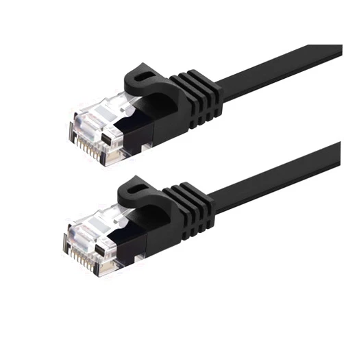 Monoprice Cat5e 2ft Black Flat Patch Cable UTP 30AWG 350MHz Pure Bare Copper Snagless RJ45 Flexboot Series Ethernet Cable