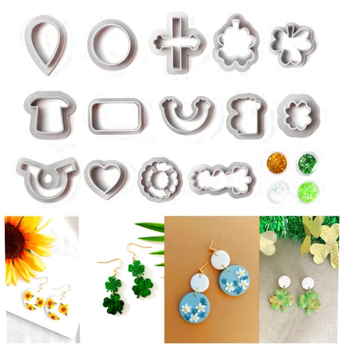 Meeeyya 14 Pcs Polymer Clay Cutters,Clay Cutters for Earrings Making,Clay Earrings Cutters.Clay Cutters (Plant Pattern Clay Cutters)