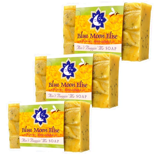 Blue Moon Elise Ain't Buggin Me Citronella Soap - Natural Handmade Soap Made with Pure Citronella, Eucalyptus and Lemongrass Essential Oils - A Must-have for Camping and Outdoor Activities (3pk)