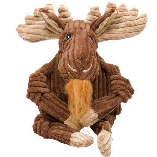 HuggleHounds Knottie Plush Dog Toy - Dog Stuffed Animal Toy, Puppy Toys, Squeaky Dog Toy for Small, Medium & Large Dogs, Durable Plush to Keep Them Busy - Manny Moose, Large