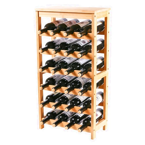 VOTLEVT 24 Bottles Wine Rack Freestanding Floor, Bamboo Wine Storage, Wooden Wine Bottle Rack, Wood Wine Shelf