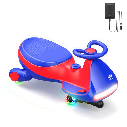 FanttikRide 12V N7 Pro Electric Wiggle Car with Pedal, Rechargeable Battery, 2 in 1 Swing Car, 2 Speed Ride On Toy, Anti-Rollover, Flashing Wheels, Bluetooth, for Ages 3 and Up, 150 Lbs, Blue