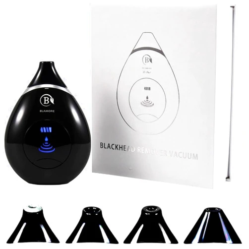 Blamore Premium Blackhead Remover with Microdermabrasion Probe - Includes 4 Suction Probes, 5 Silicon Rings, 10 Sponge Pads - Electric USB Rechargeable