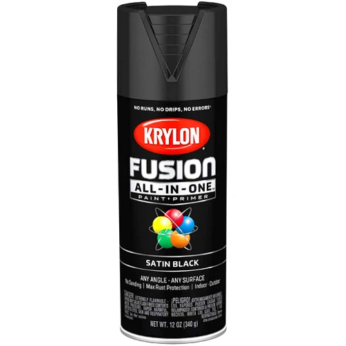 Krylon Fusion All-in-One Spray Paint for Indoor/Outdoor Use, Satin Black, 6-PackL8