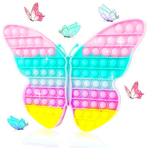 UimoKi Big Pop Fidget Toys, Butterfly Push Bubble Sensory Toy, Birthday Gifts for Girls Boys, ADHD Autism Poppers Stress Relief and Anti-Anxiety Tools for Kids Toddler Adults