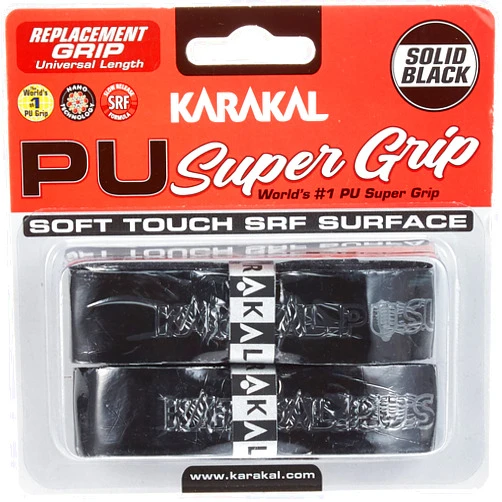 Karakal PU Supergrip Replacement Racquet Grip - Tennis/Badminton/Squash 2 x Grip (Black)