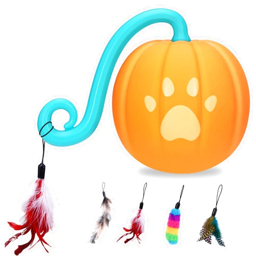 Ankilo Newest Smart Interactive Cat Ball Toys Cat Toys Ball with Cat teasing stick USB Rechargeable Pet Toy with Colorful Led Light Five Modes Voice Control Adjustable Speed