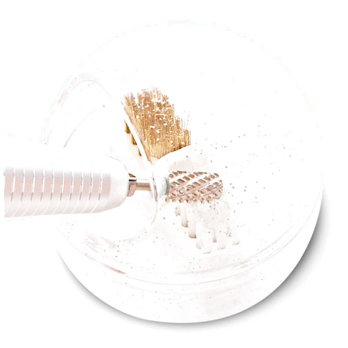 MelodySusie Nail Drill Bits Cleaner Brush Case Accessories with Clear Cover for Cleaning Tungsten Carbide Ceramic Nail Drill Bits Cuticle, Steel Wire & Nylon Double Brush - White