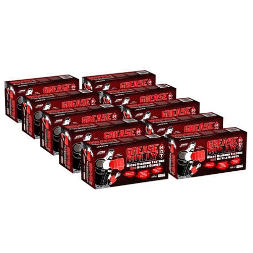 EPPCO Grease Bully 7-Mil Red Nitrile Gloves Disposable Powder Free, Latex Free Textured Superior Grip Glove for Mechanics