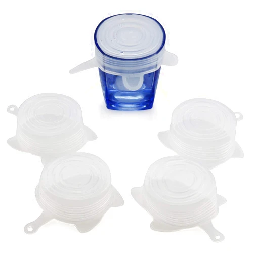 Ulrolc Small Silicone Stretch Lids 5 Pack of 2.5 inch Reusable Stretch Cover, Silicone Stretch and Seal Lids Fit for 2.6 to 3.4 inch Can Cup Regular and Wide Mouth Mason Jar