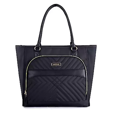 LIGHT FLIGHT Tote Bag for Women, Top Handle Handbag 15.6 inch Laptop Bag Quilted Tote With Pocket Black Totes for Work Bag